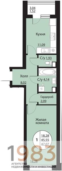 Квартира 1-комнатная квартира