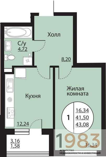 Квартира 1-комнатная квартира