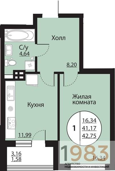 Квартира 1-комнатная квартира