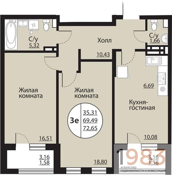 Квартира 2-комнатная квартира