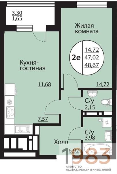 Квартира 1-комнатная квартира