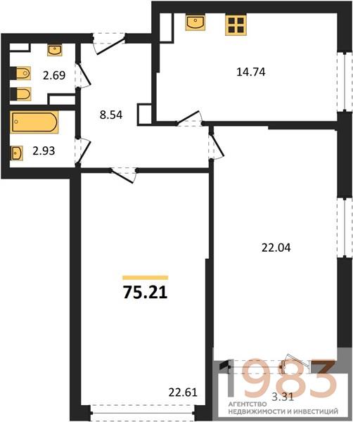 Квартира 2-комнатная квартира