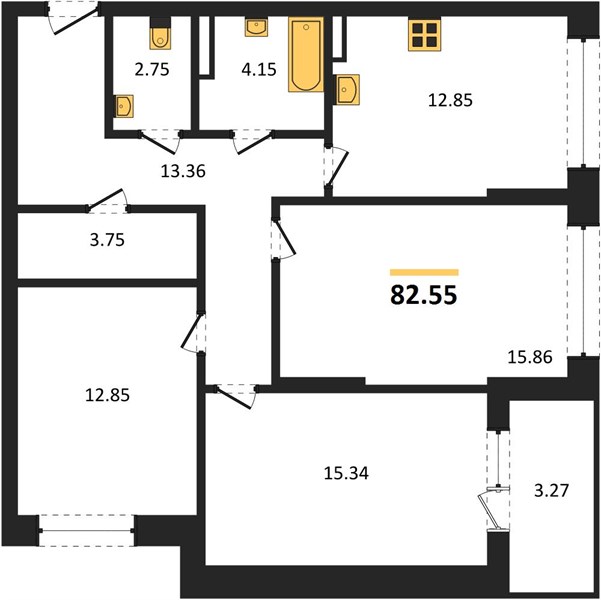 Квартира 3-комнатная квартира