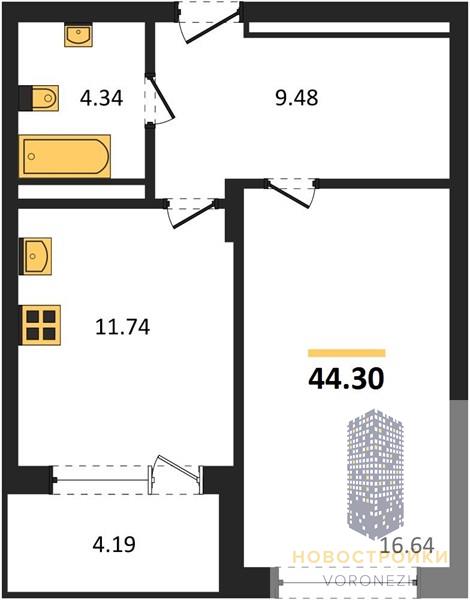 Квартира 1-комнатная квартира