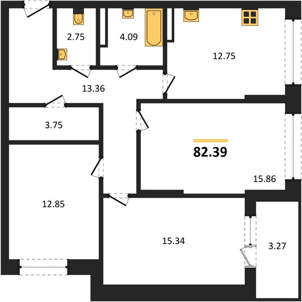 Квартира 3-комнатная квартира